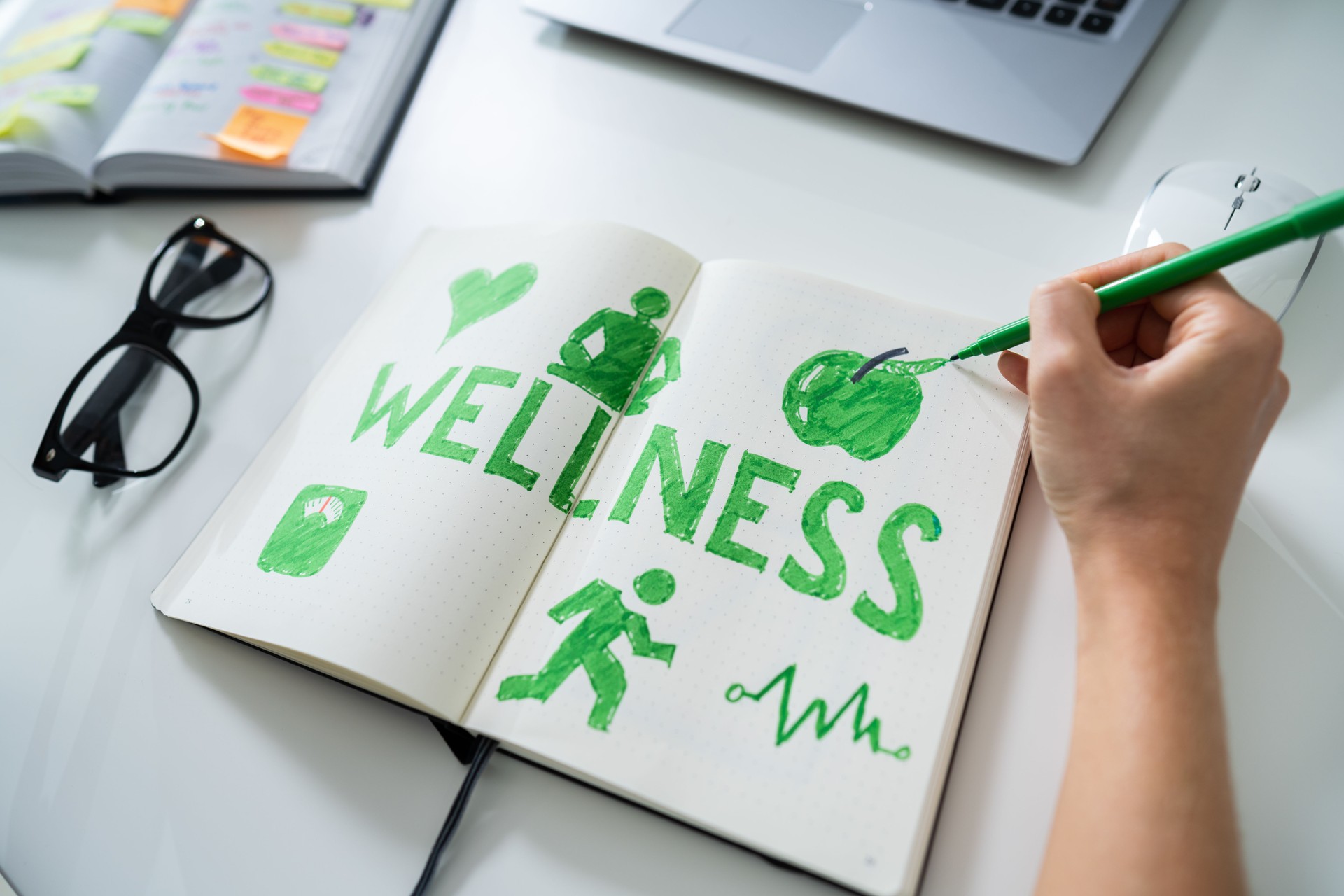 Human Hand Drawing Wellness Concept
